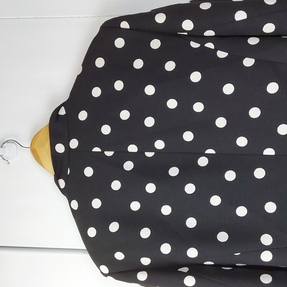 Kasper Womens Black & White Polka-dot Open Blazer Suit Jacket Preppy Sz.16 - Picture 5 of 8